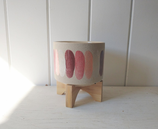 Painted Stripe Pot w/ Stand