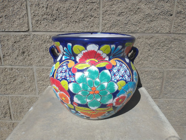 Michoacana Urn Blue Multi Color 15x13