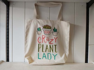 100% Cotton Tote Crazy Plant Lady